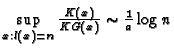 $\sup\limits_{x:l(x)=n}\frac{K(x)}{KG(x)}\sim\frac{1}{a}\log n$